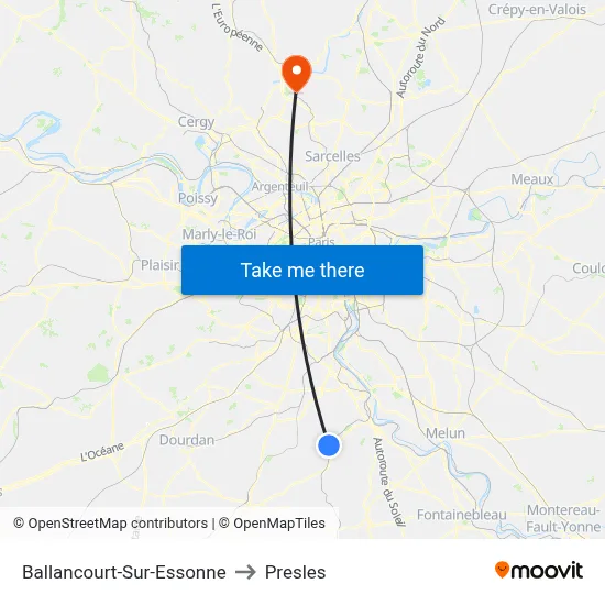Ballancourt-Sur-Essonne to Presles map