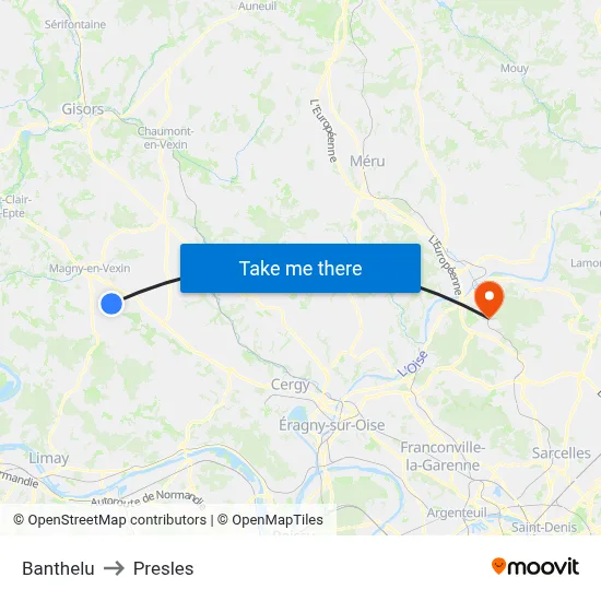 Banthelu to Presles map