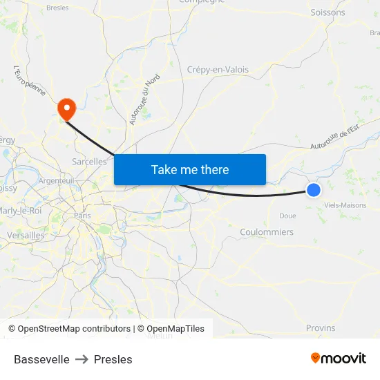 Bassevelle to Presles map