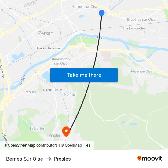 Bernes-Sur-Oise to Presles map