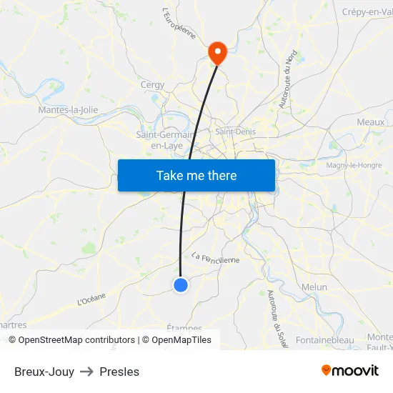 Breux-Jouy to Presles map