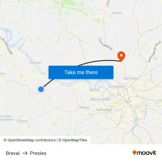 Breval to Presles map