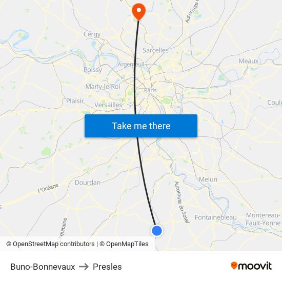 Buno-Bonnevaux to Presles map