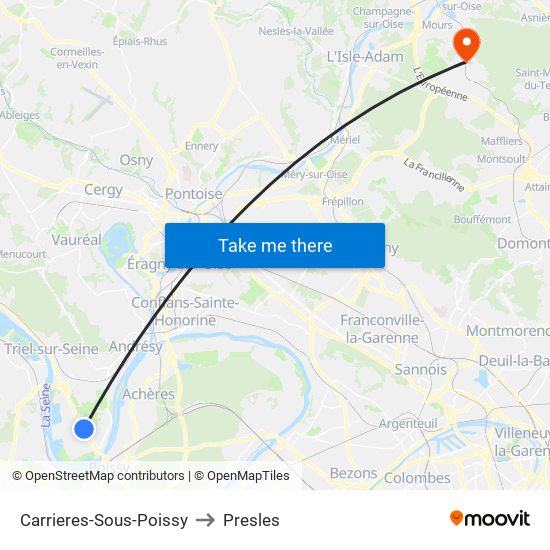 Carrieres-Sous-Poissy to Presles map