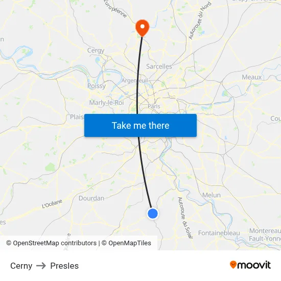 Cerny to Presles map