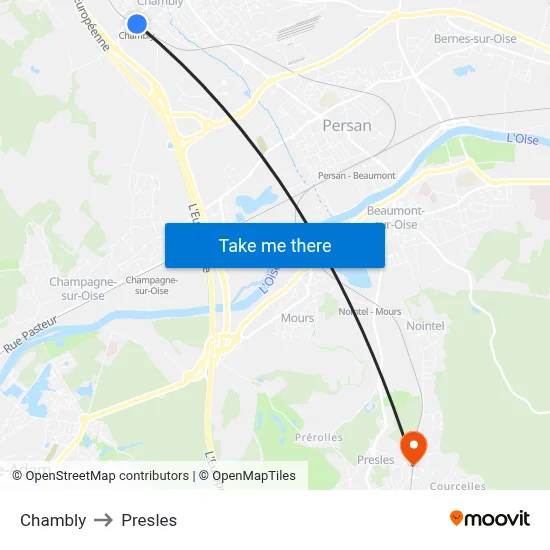 Chambly to Presles map