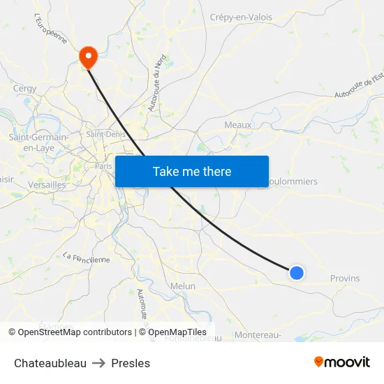 Chateaubleau to Presles map
