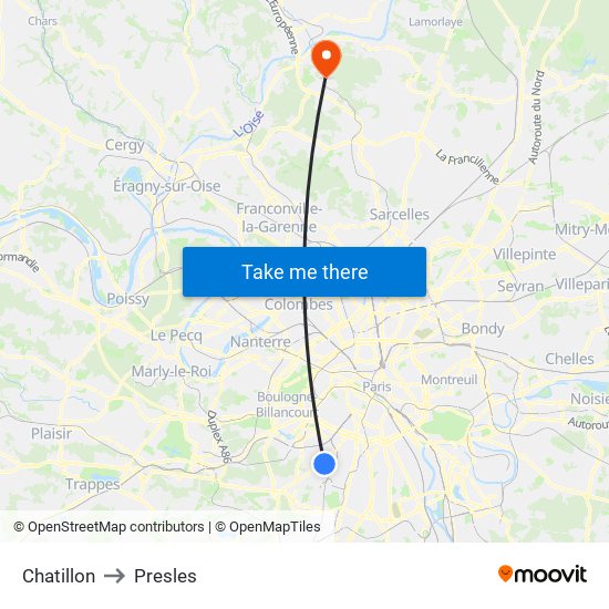 Chatillon to Presles map