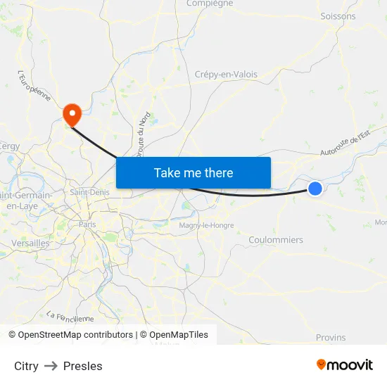 Citry to Presles map