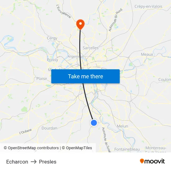 Echarcon to Presles map