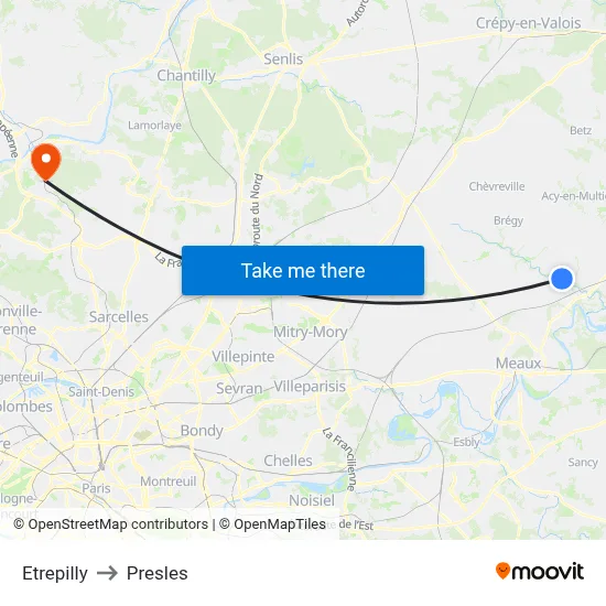 Etrepilly to Presles map