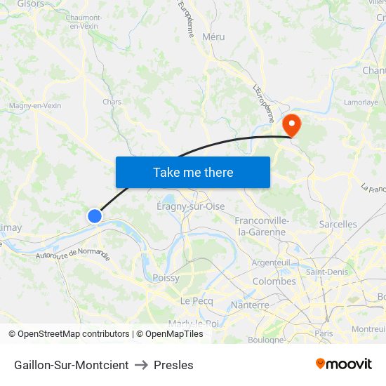 Gaillon-Sur-Montcient to Presles map