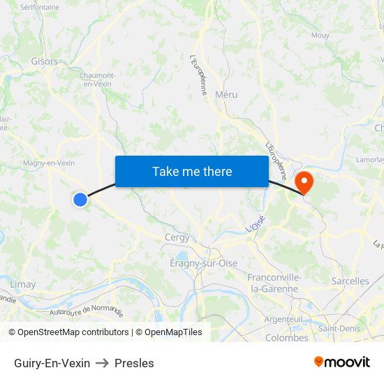 Guiry-En-Vexin to Presles map