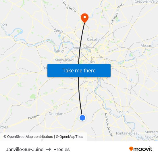 Janville-Sur-Juine to Presles map