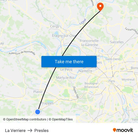 La Verriere to Presles map