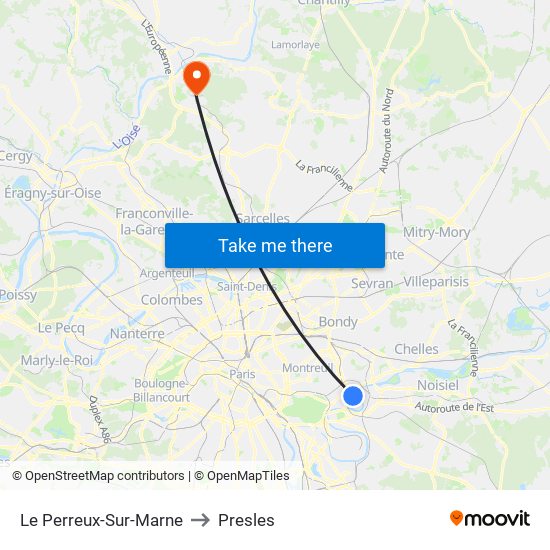 Le Perreux-Sur-Marne to Presles map