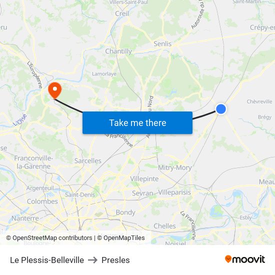 Le Plessis-Belleville to Presles map