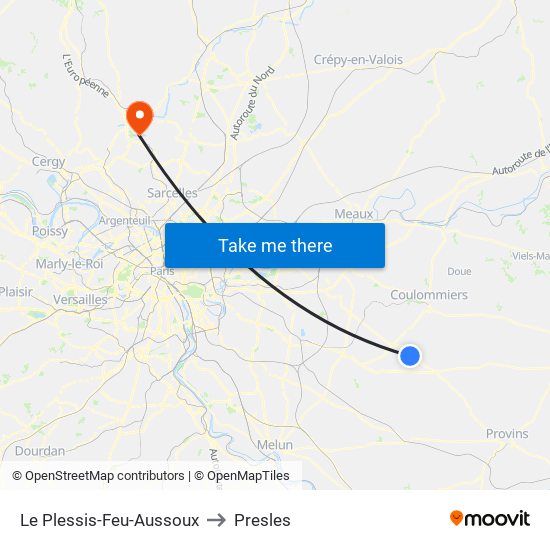 Le Plessis-Feu-Aussoux to Presles map