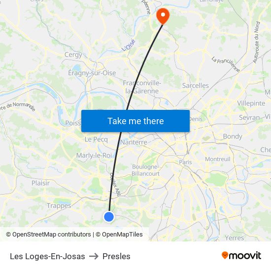 Les Loges-En-Josas to Presles map