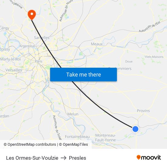 Les Ormes-Sur-Voulzie to Presles map