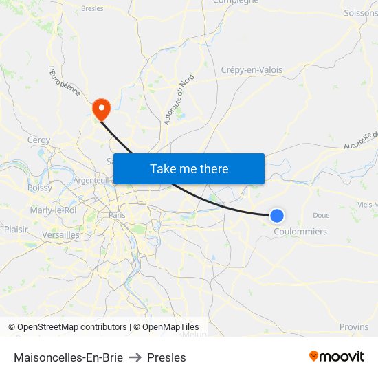 Maisoncelles-En-Brie to Presles map