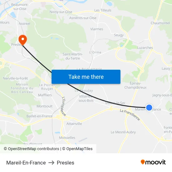 Mareil-En-France to Presles map