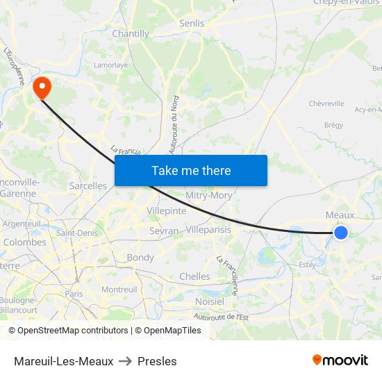 Mareuil-Les-Meaux to Presles map