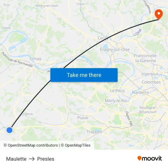 Maulette to Presles map