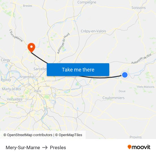 Mery-Sur-Marne to Presles map