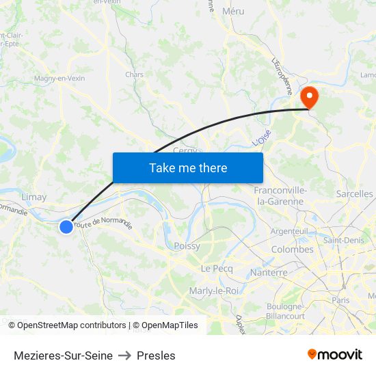 Mezieres-Sur-Seine to Presles map