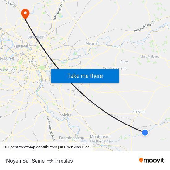 Noyen-Sur-Seine to Presles map