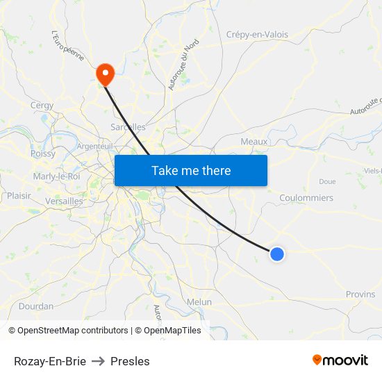 Rozay-En-Brie to Presles map
