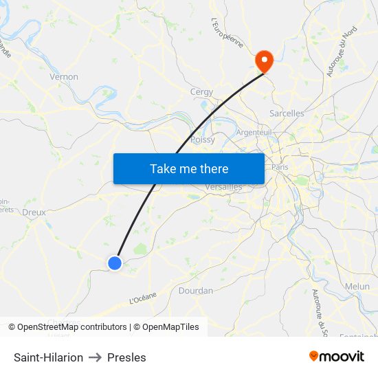 Saint-Hilarion to Presles map