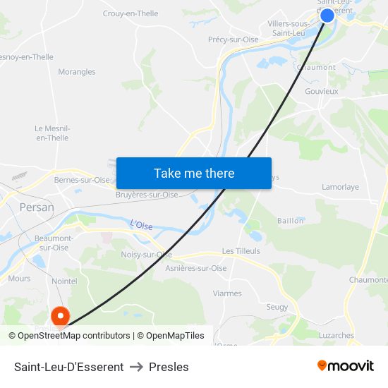 Saint-Leu-D'Esserent to Presles map