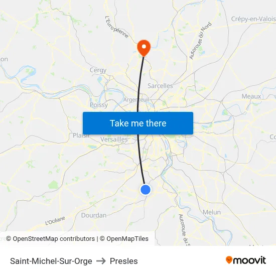 Saint-Michel-Sur-Orge to Presles map