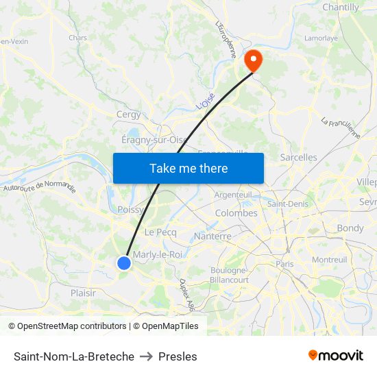 Saint-Nom-La-Breteche to Presles map
