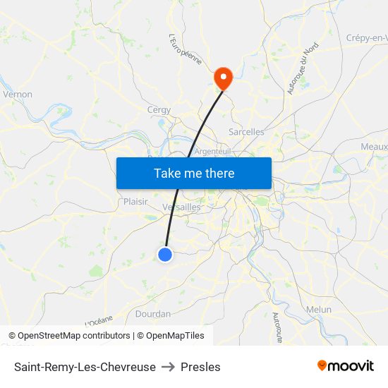 Saint-Remy-Les-Chevreuse to Presles map