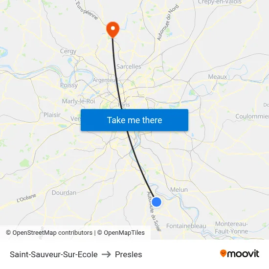 Saint-Sauveur-Sur-Ecole to Presles map
