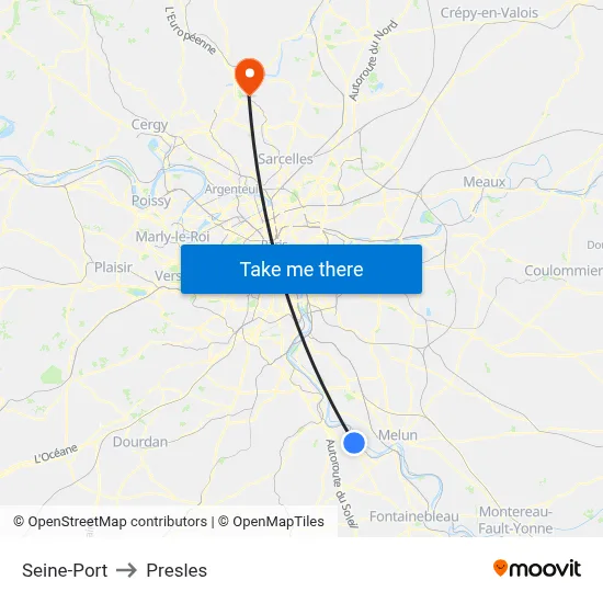Seine-Port to Presles map