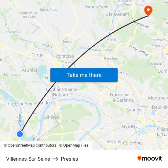 Villennes-Sur-Seine to Presles map