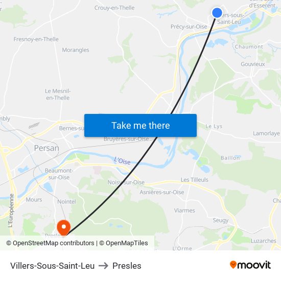 Villers-Sous-Saint-Leu to Presles map