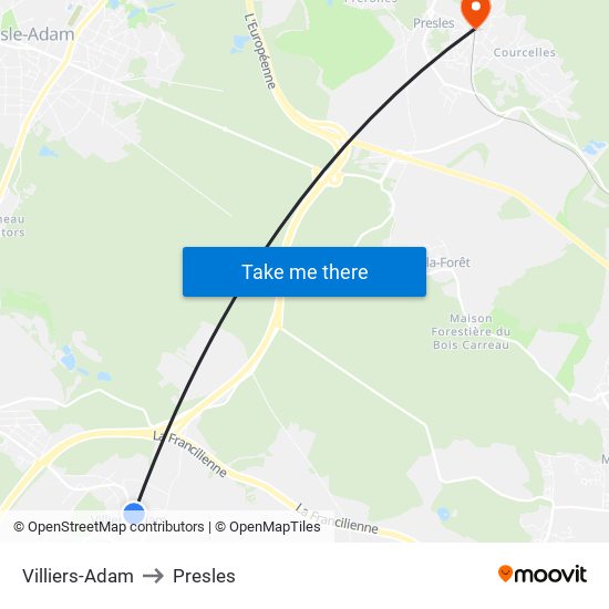 Villiers-Adam to Presles map