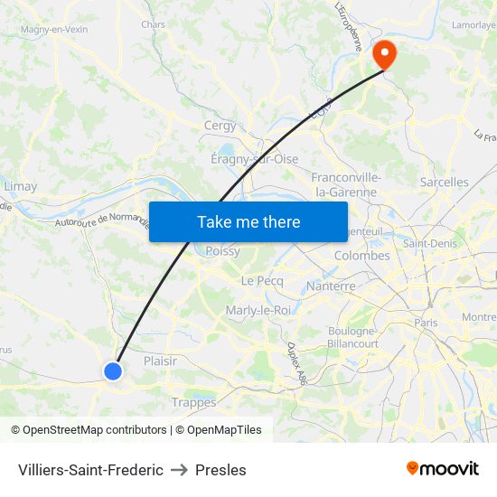 Villiers-Saint-Frederic to Presles map