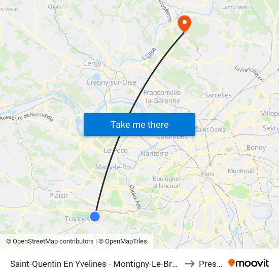 Saint-Quentin En Yvelines - Montigny-Le-Bretonneux to Presles map