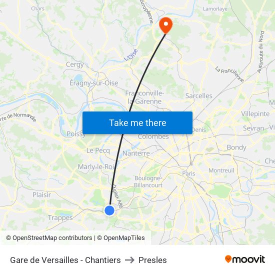 Gare de Versailles - Chantiers to Presles map