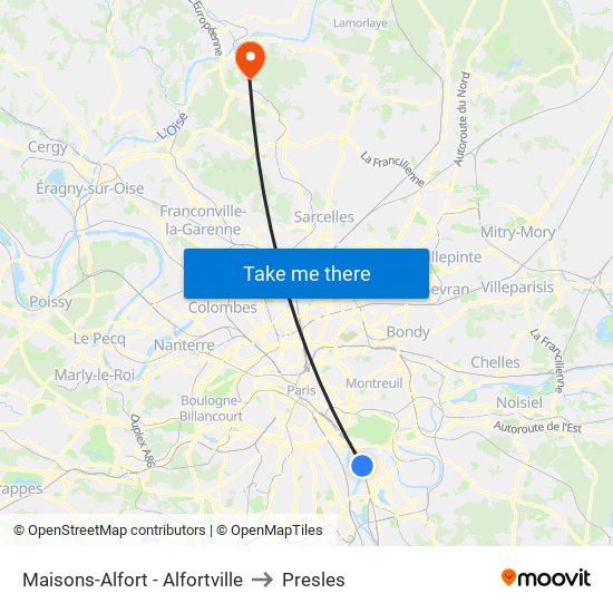 Maisons-Alfort - Alfortville to Presles map