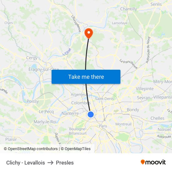 Clichy - Levallois to Presles map