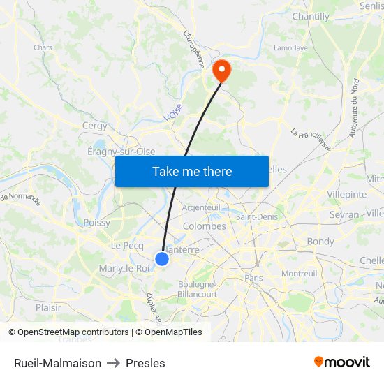 Rueil-Malmaison to Presles map