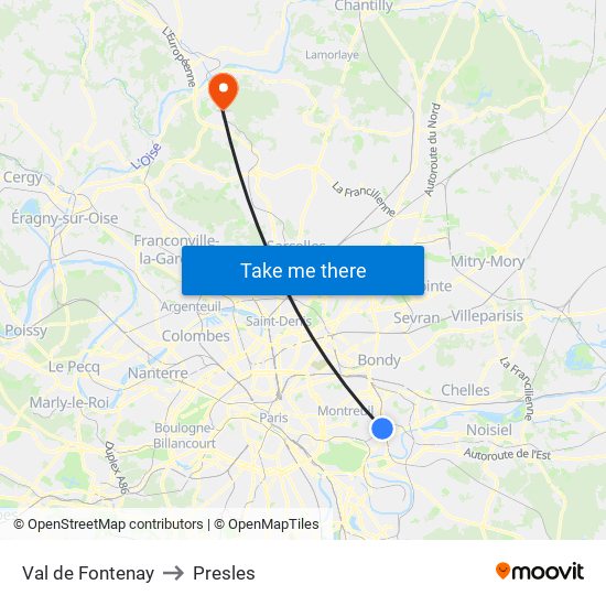 Val de Fontenay to Presles map