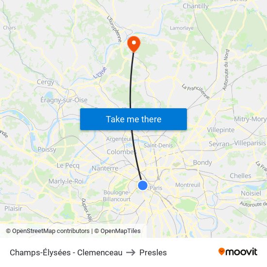 Champs-Élysées - Clemenceau to Presles map